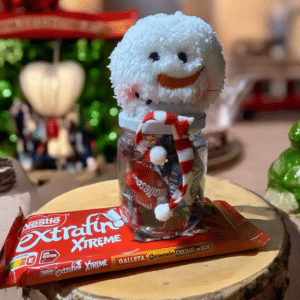 Tarro muñeco de nieve chocolate