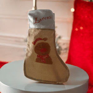 Calcetín navideño reno personalizado