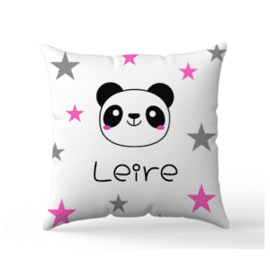 Cojín personalizado Panda y Estrellas – Con nombre para niña