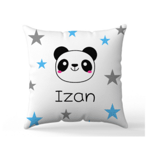 Cojín personalizado Panda y Estrellas – Con nombre para niño
