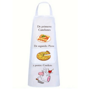 Delantal 'Primero canelones, segundo pizza, postre cordero' – Para el chef con sentido del humor