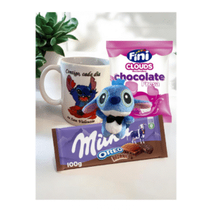 Pack San Valentín – Taza Stitch, peluche y chocolate Milka