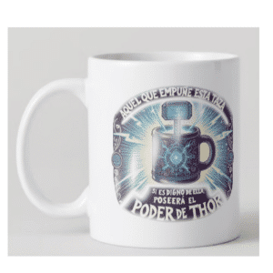 Taza 'Aquel que empuñe esta taza, si es digno, poseerá el poder de Thor'