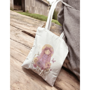 Bolsa tote Virgen María ilustrada