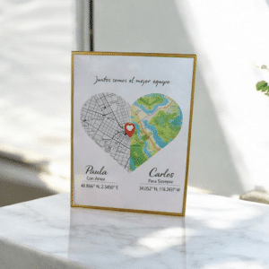 Cuadro Mapa Corazones Personalizado